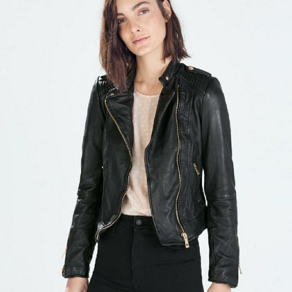 black leather jacket zara woman